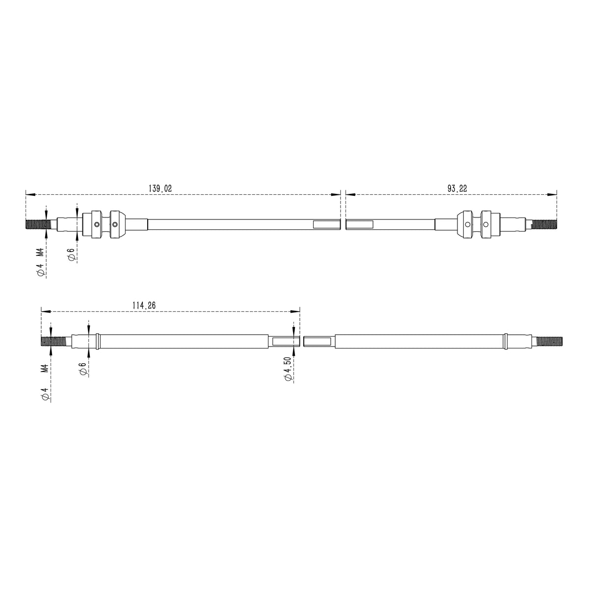 Cardans CVD MEUS Racing 3 sections Vanquish H10 Optic – vue complémentaire