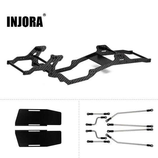 Châssis LCG carbone INJORA 416 mm pour SCX10 et SCX10 II 1/10