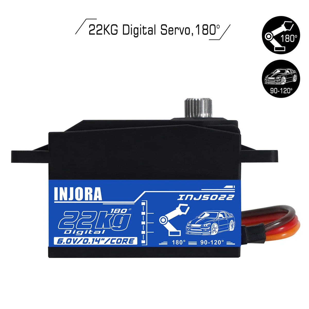 Servo numérique INJORA INJS022 22 kg low-profile – vue complémentaire