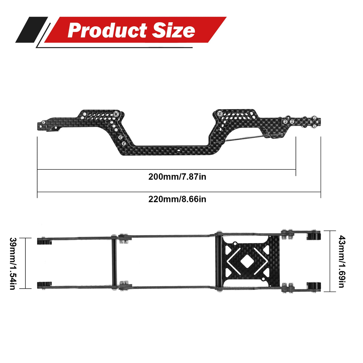 Châssis crawler INJORA avec support batterie pour TRX4M 1/18