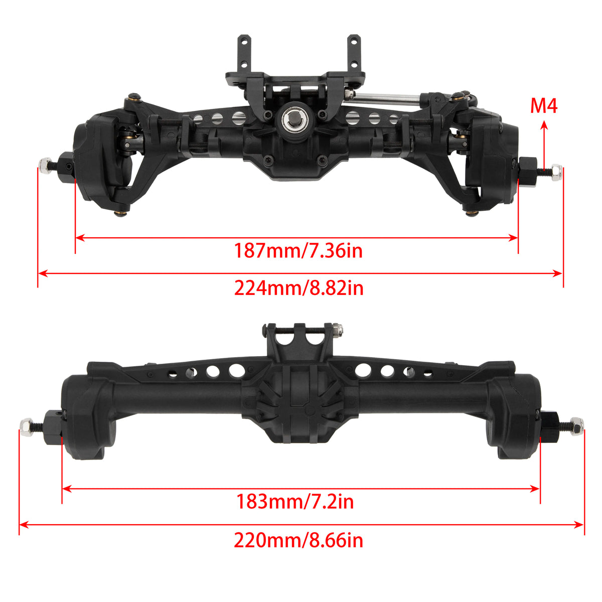 Ponts portiques nylon MEUS Racing SCX10 SCX10 II – vue complémentaire