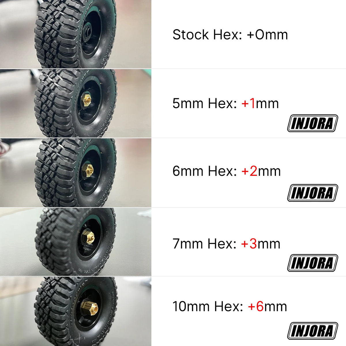 Hexagones de roue laiton INJORA 7 mm TRX4M – vue 2