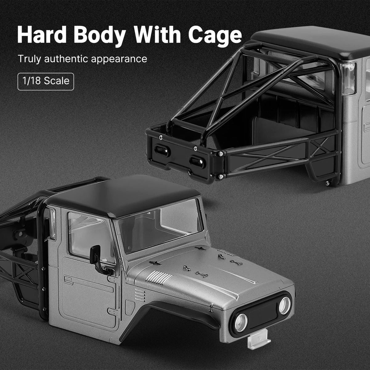 Carrosserie rigide INJORA IR40 avec cage pour TRX4M – vue complémentaire