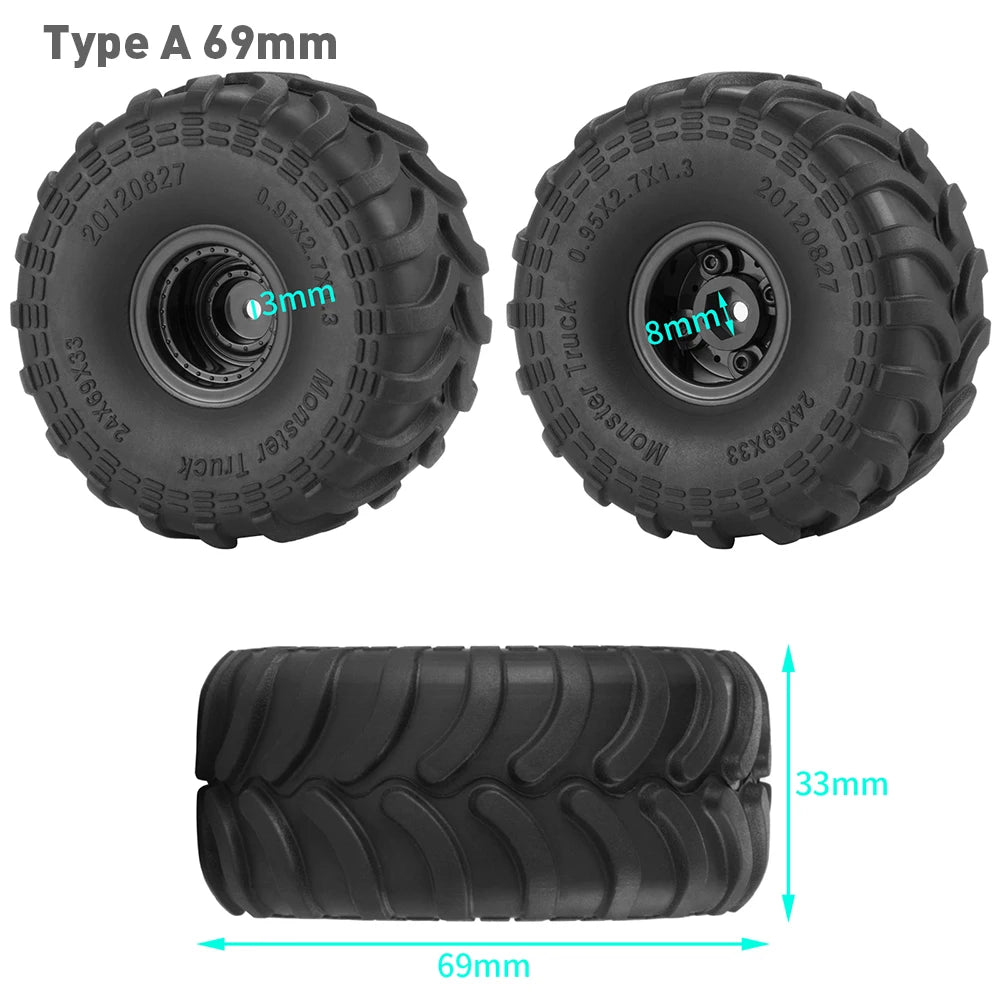 Pneus caoutchouc et jantes AXSPEED pour SCX24 et TRX4M