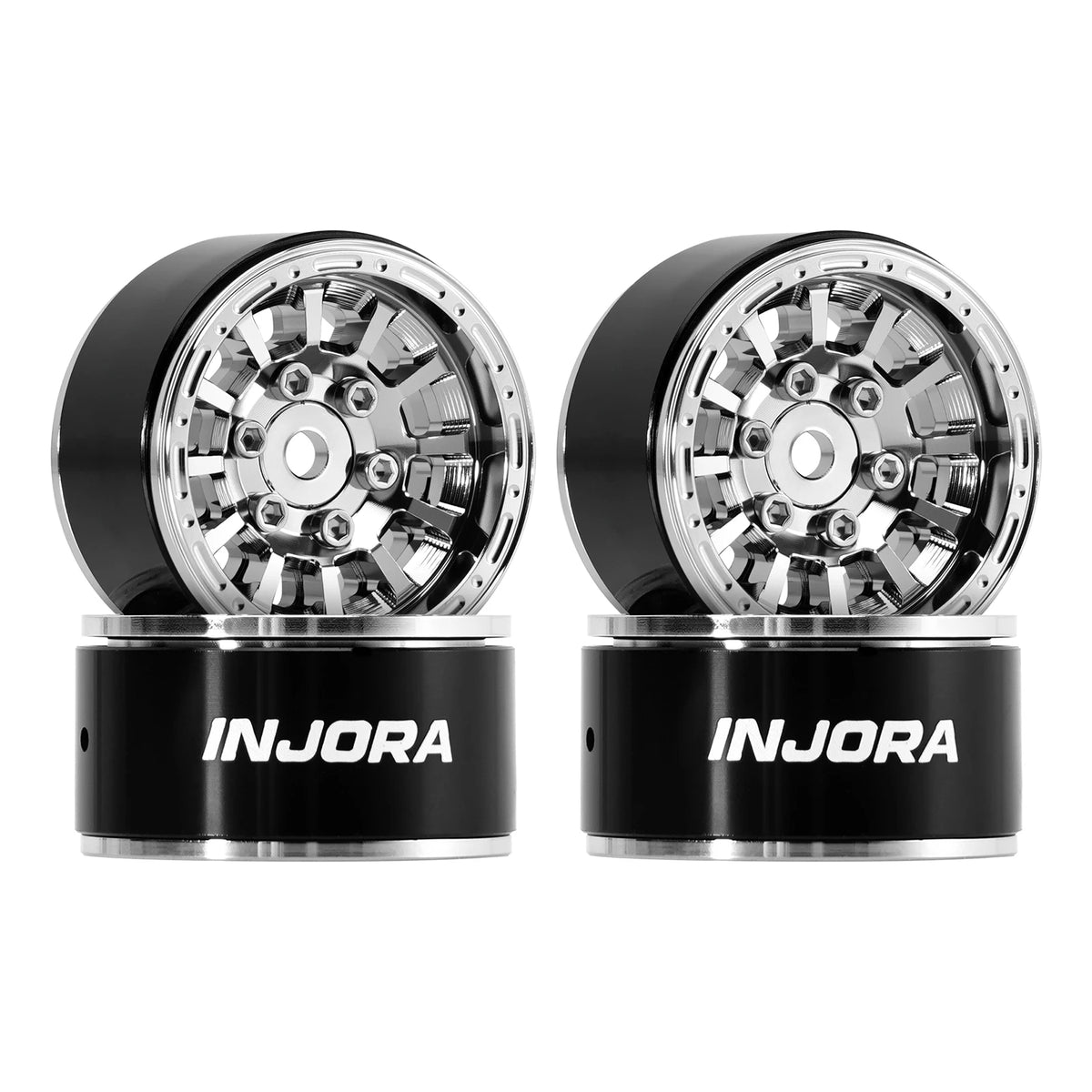 INJORA Jantes beadlock aluminium 1.0" déport 0 mm pour crawler RC 1/18–1/24 (W1056)
