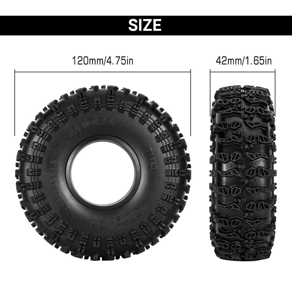 Pneus INJORA Cling On S5 1.9 120 x 42 mm – vue 2
