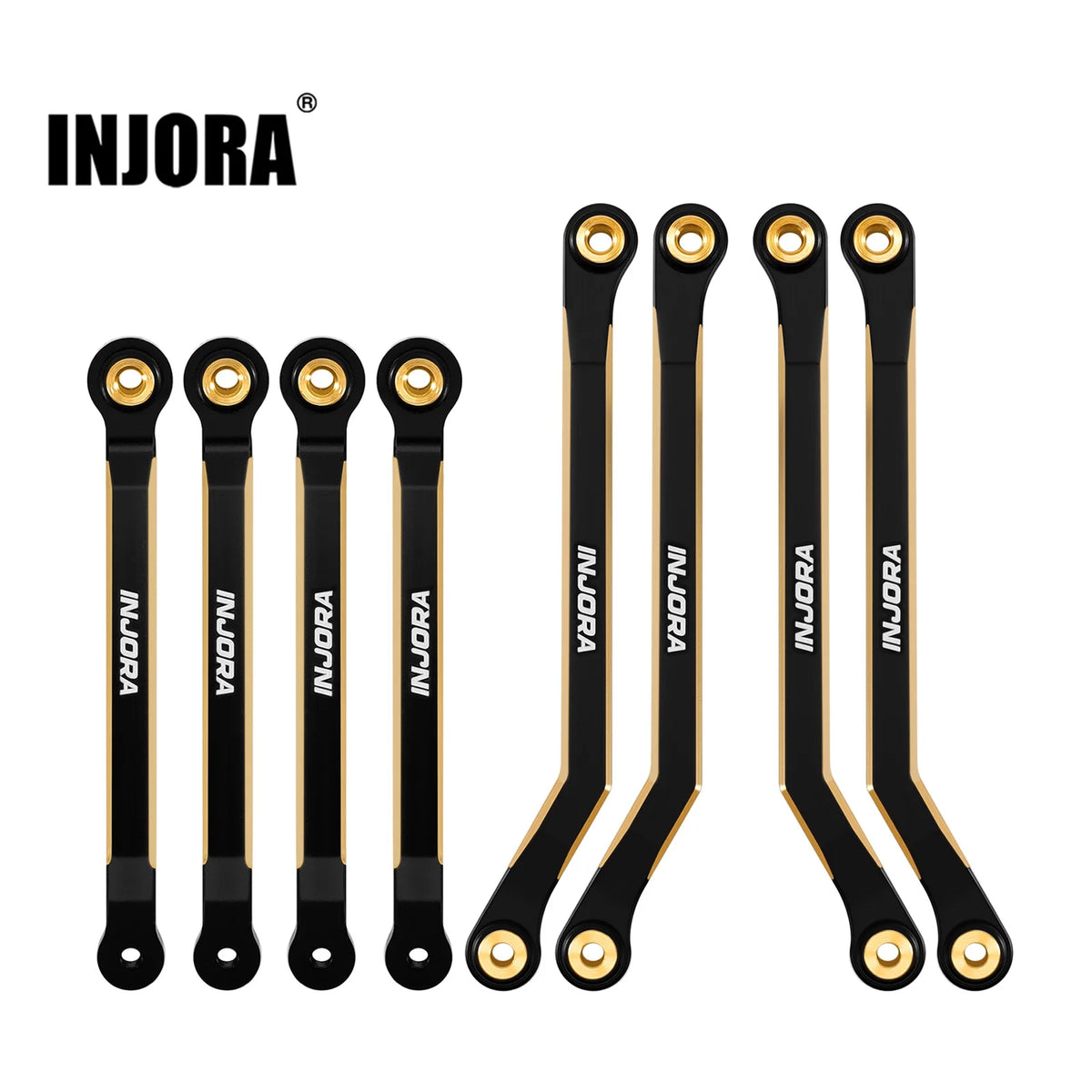 Biellettes laiton noir INJORA high-clearance pour FMS FCX18 LC80 1/18