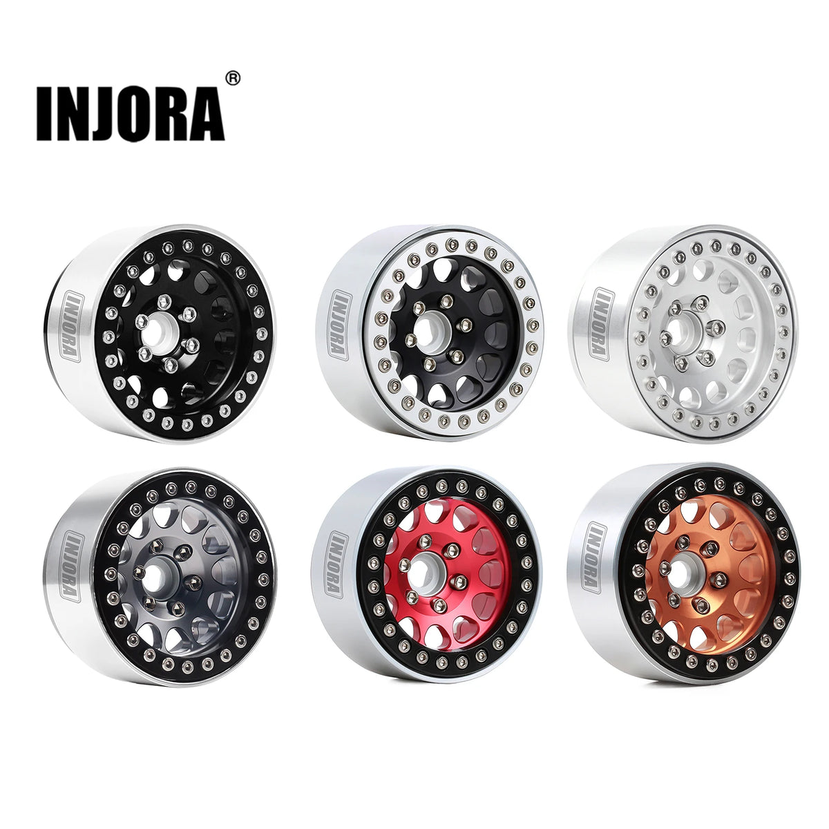 Quatre jantes beadlock INJORA aluminium 1.9 pour crawler RC 1/10