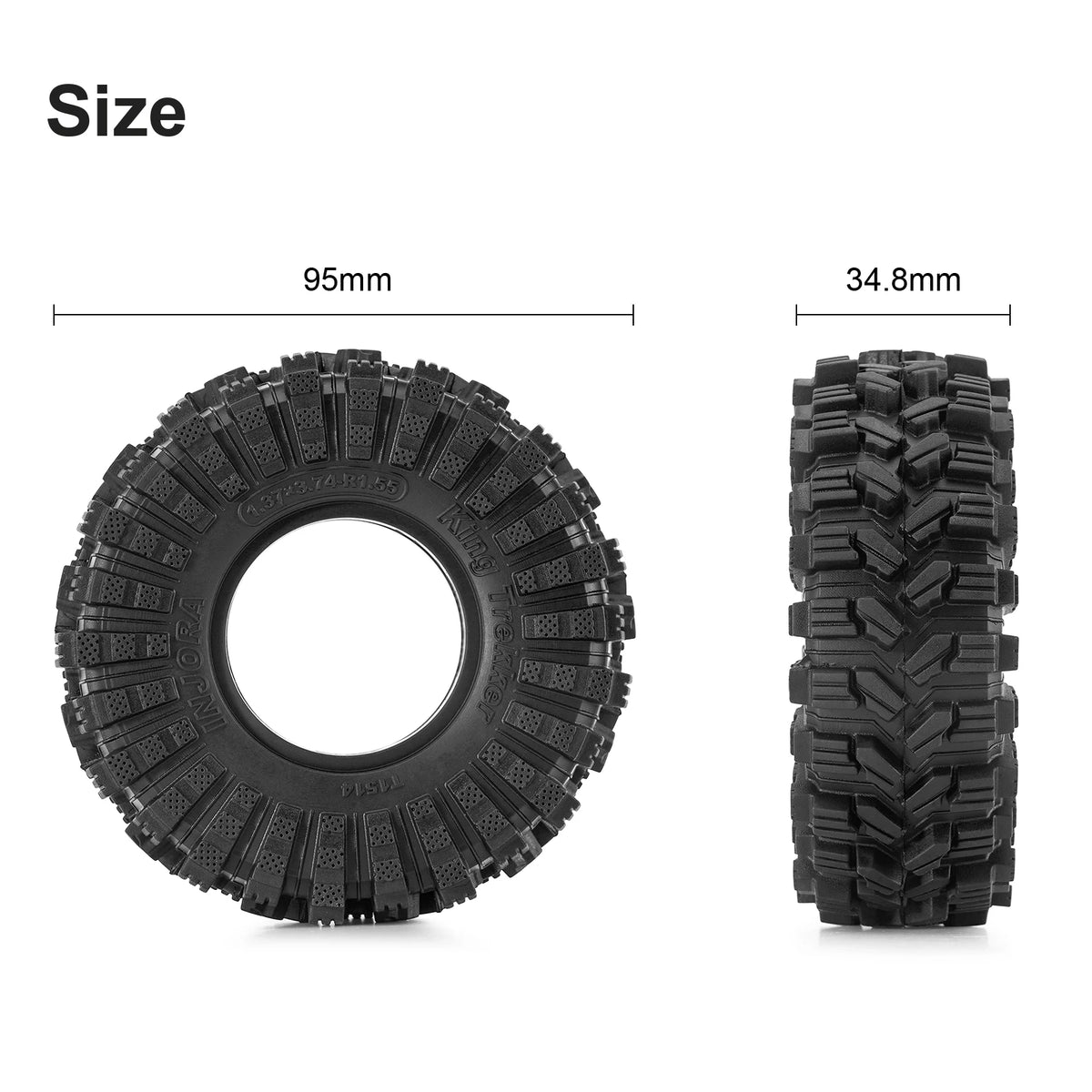 Pneus crawler INJORA 1.55 95 x 34,8 mm – présentation