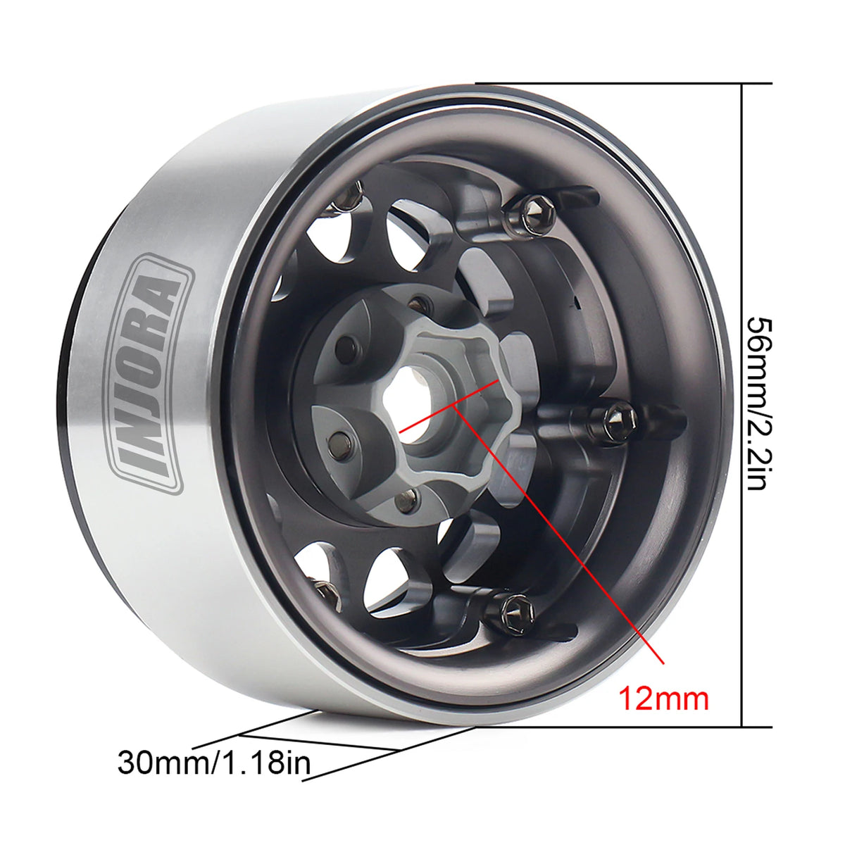 Lot de 4 jantes INJORA 1.9 crawler 1/10 – vue 3