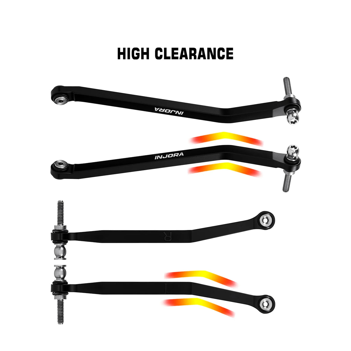 INJORA Biellettes châssis aluminium haute garde au sol pour Axial SCX30 1/30