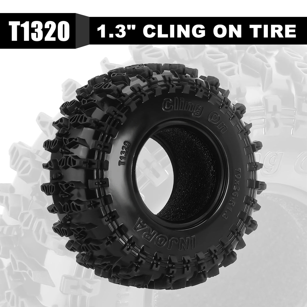 Pneus INJORA ClingOn 1.3 70 x 26 mm pour micro crawler – vue complémentaire