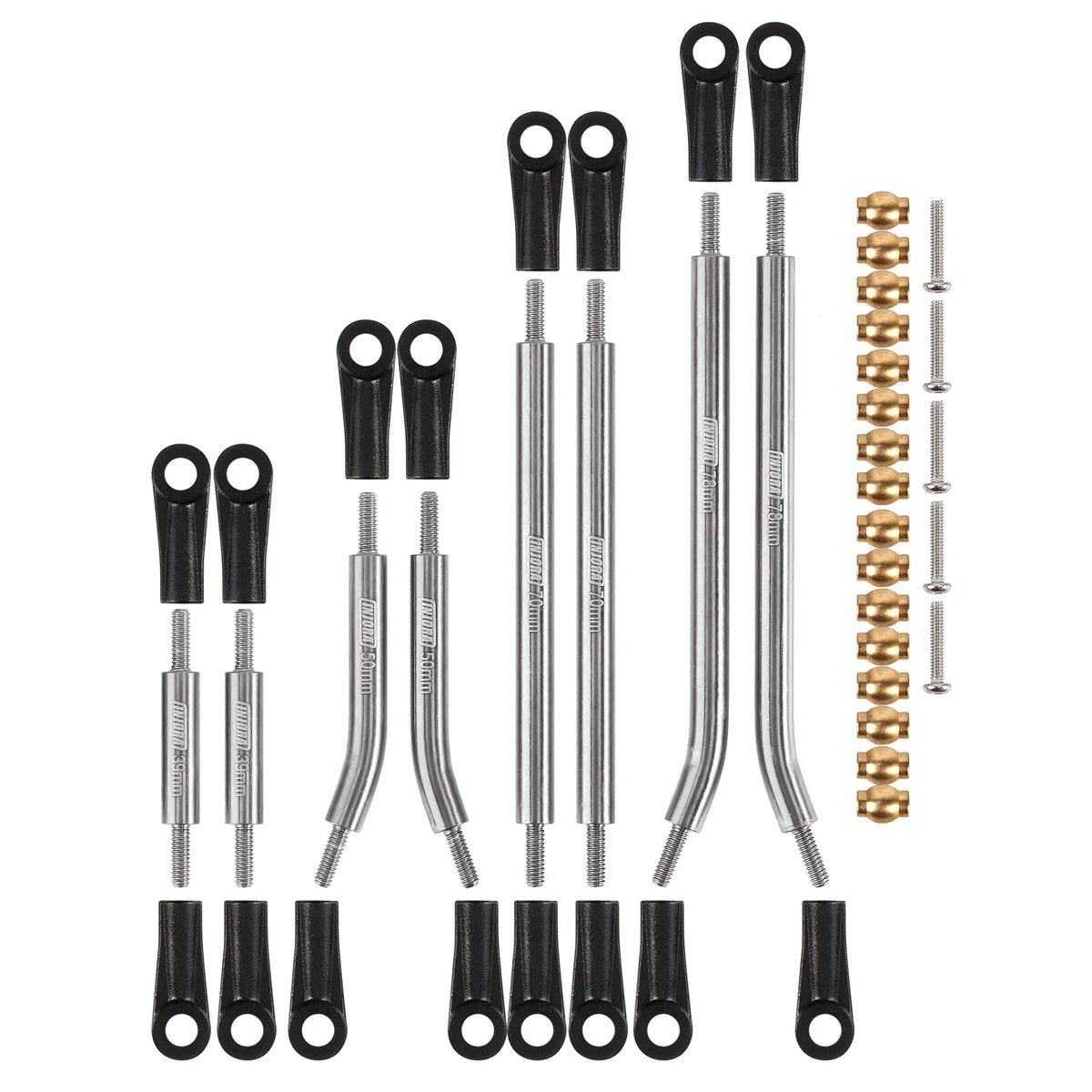 Biellettes châssis inox INJORA pour Axial SCX24 – vue produit