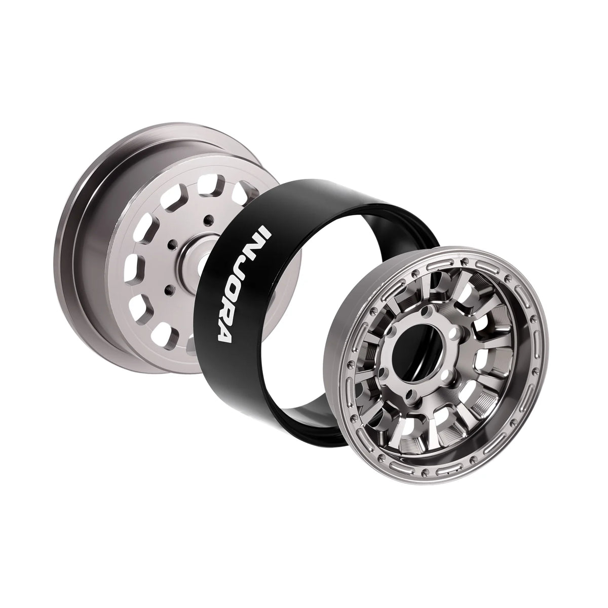 INJORA Jantes beadlock aluminium 1.0" déport 0 mm pour crawler RC 1/18–1/24 (W1056)
