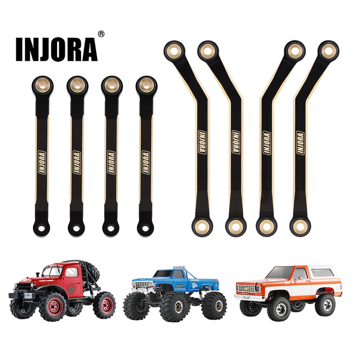Biellettes laiton noir INJORA high-clearance 39 g pour FMS FCX24 1/24