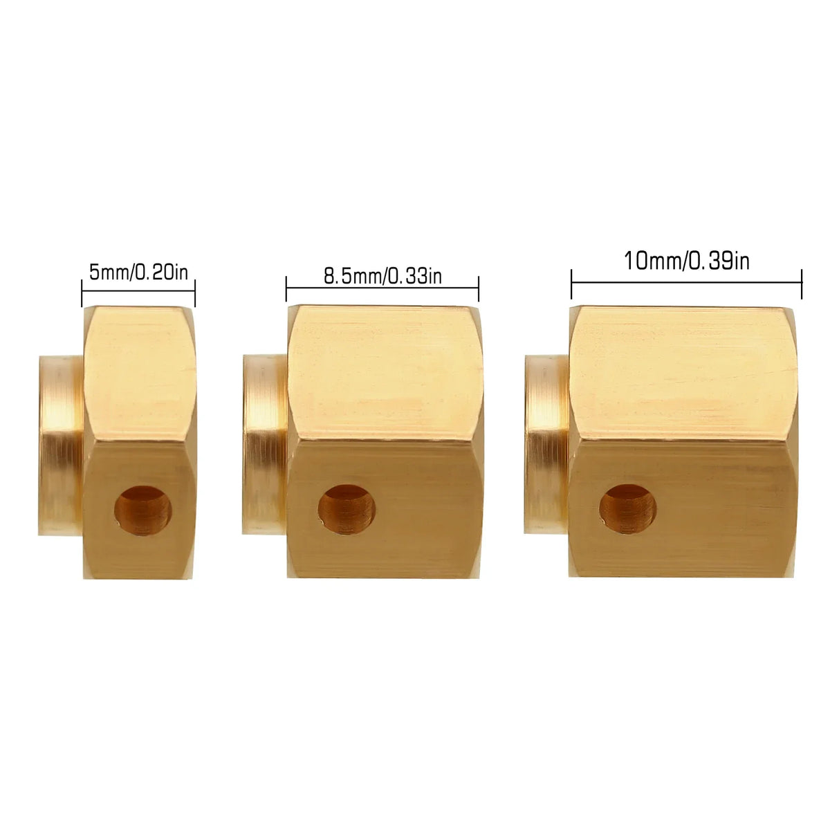 Adaptateurs hexagonaux INJORA 12 mm en laiton pour TRX4 – vue complémentaire
