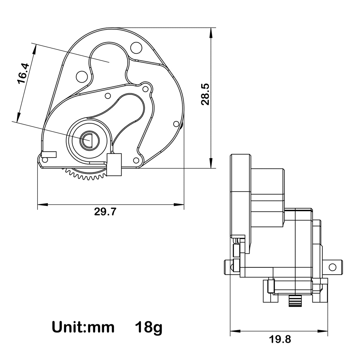 Transmission brushless MEUS Racing aluminium SCX24 AX24 – vue complémentaire