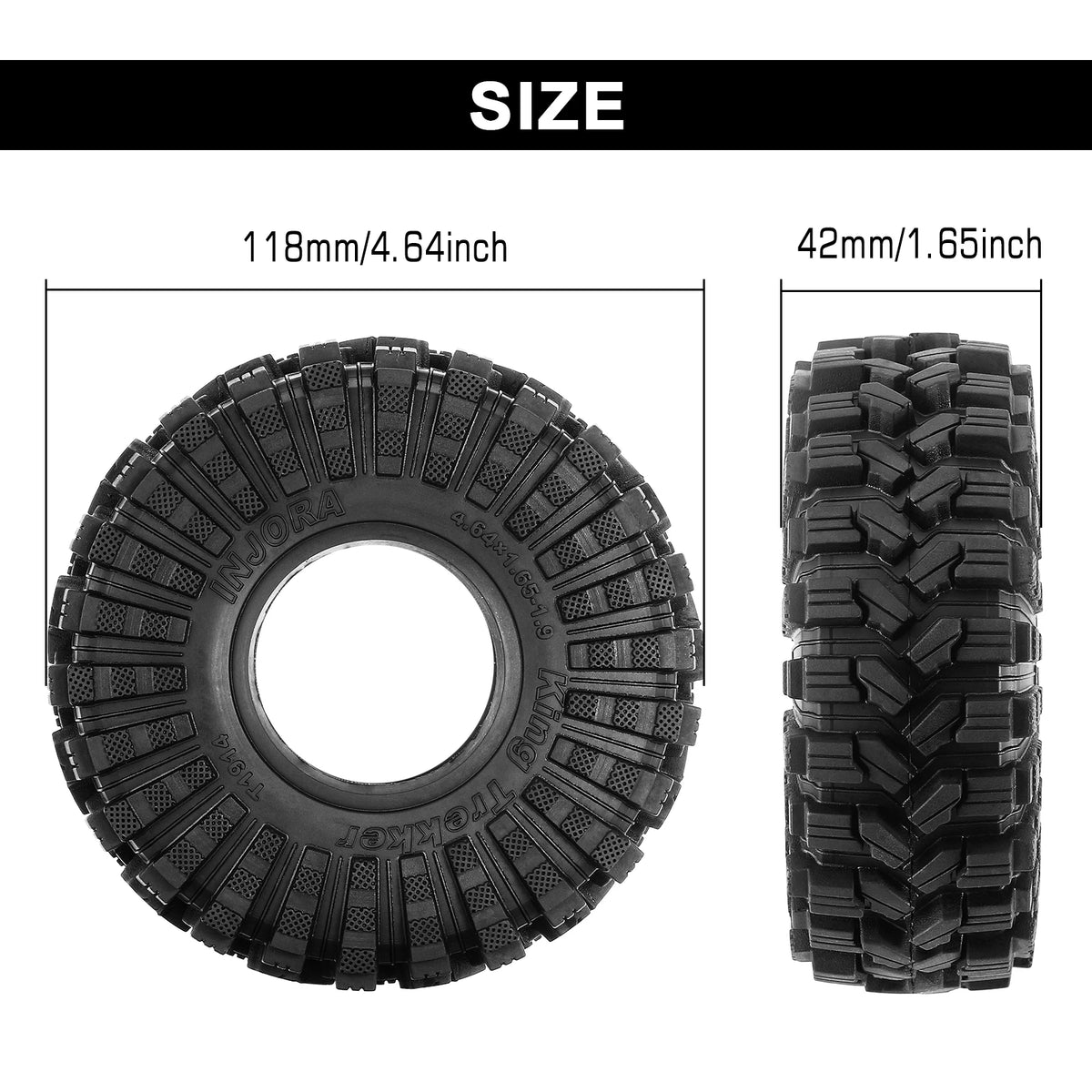 Pneus INJORA 118 x 42 mm pour crawler RC – vue 5