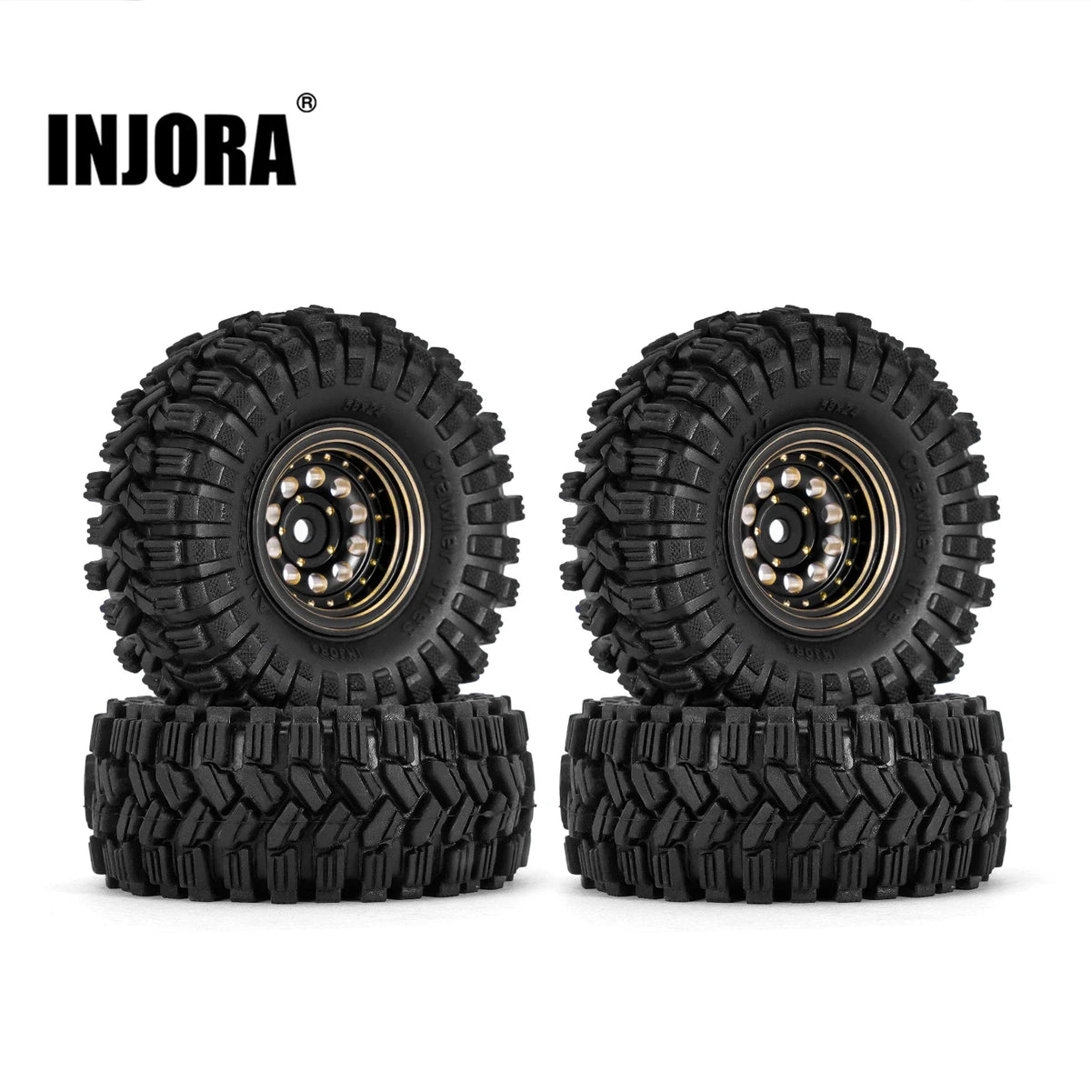 Jantes beadlock laiton 1.0 et pneus INJORA SCX24 TRX4M FCX24