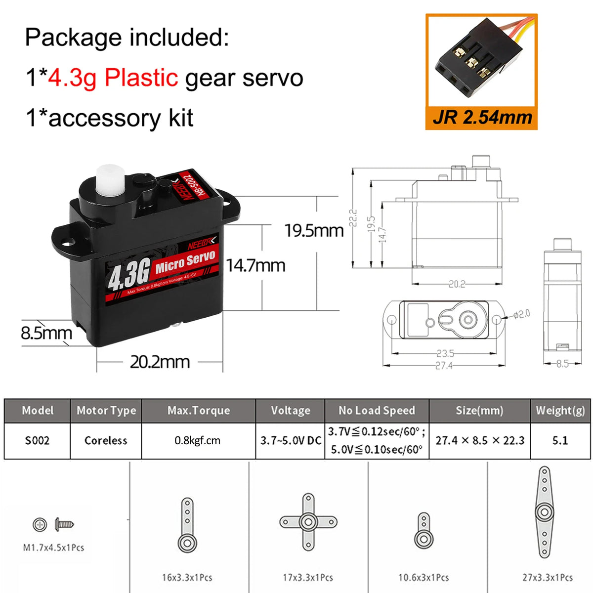 Servo NEEBRC miniature pour modèles RC compacts