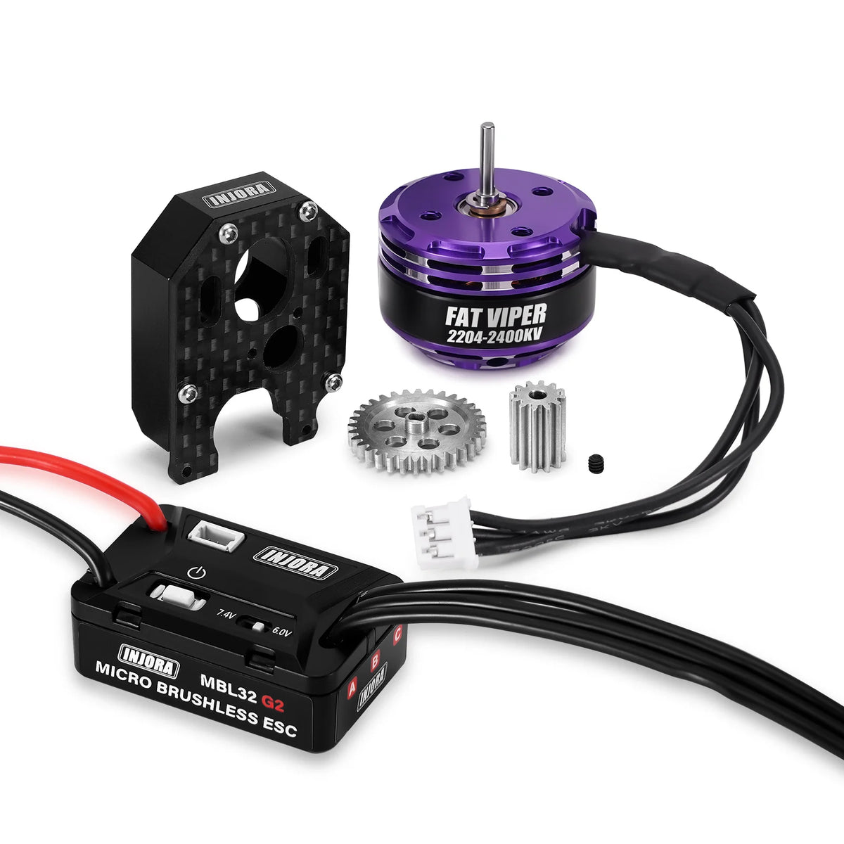 INJORA ESC brushless étanche MBL32 G2 + moteur 2204 Fat Viper pour Axial SCX24 1/24