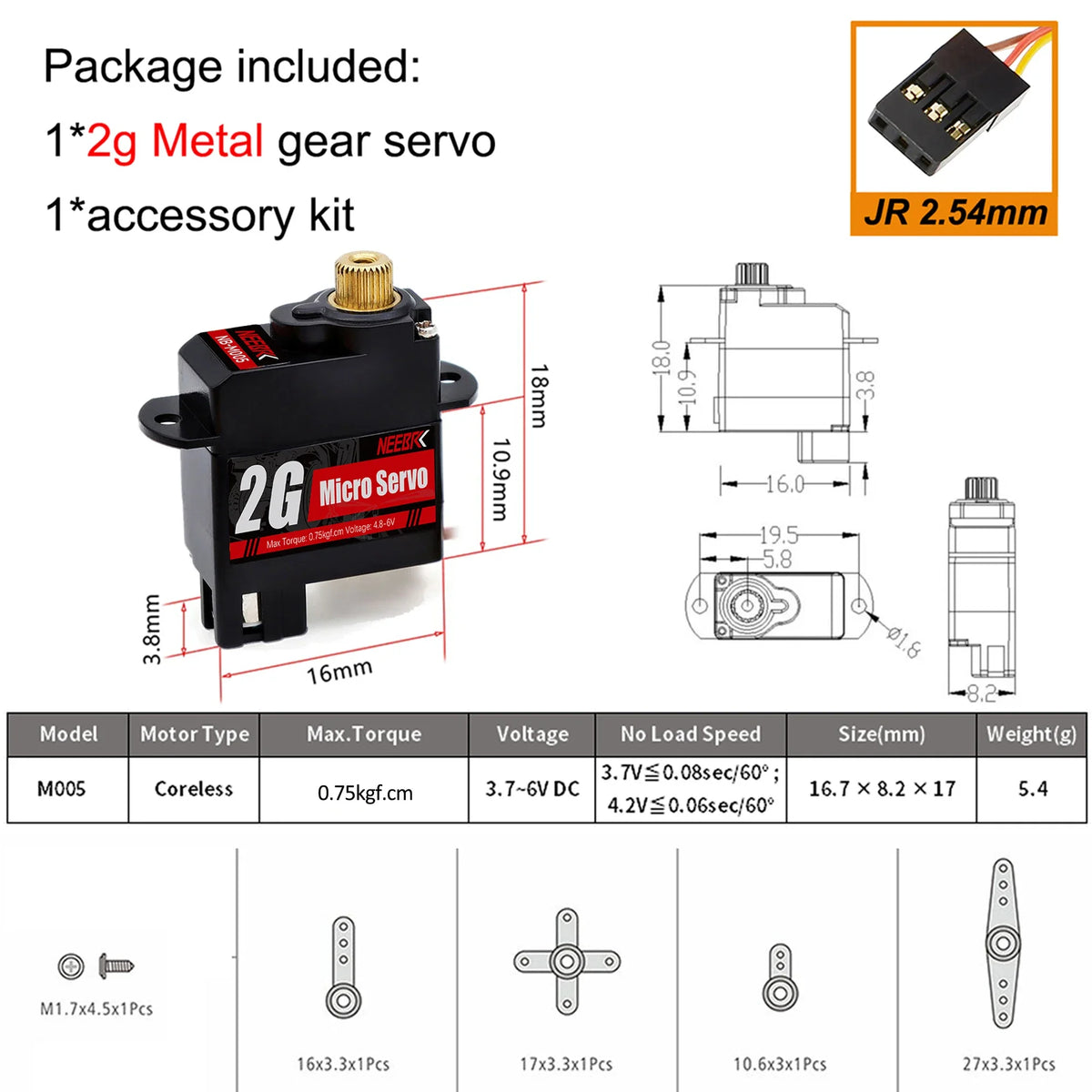 Gamme de micro-servos NEEBRC de 2 à 12 g