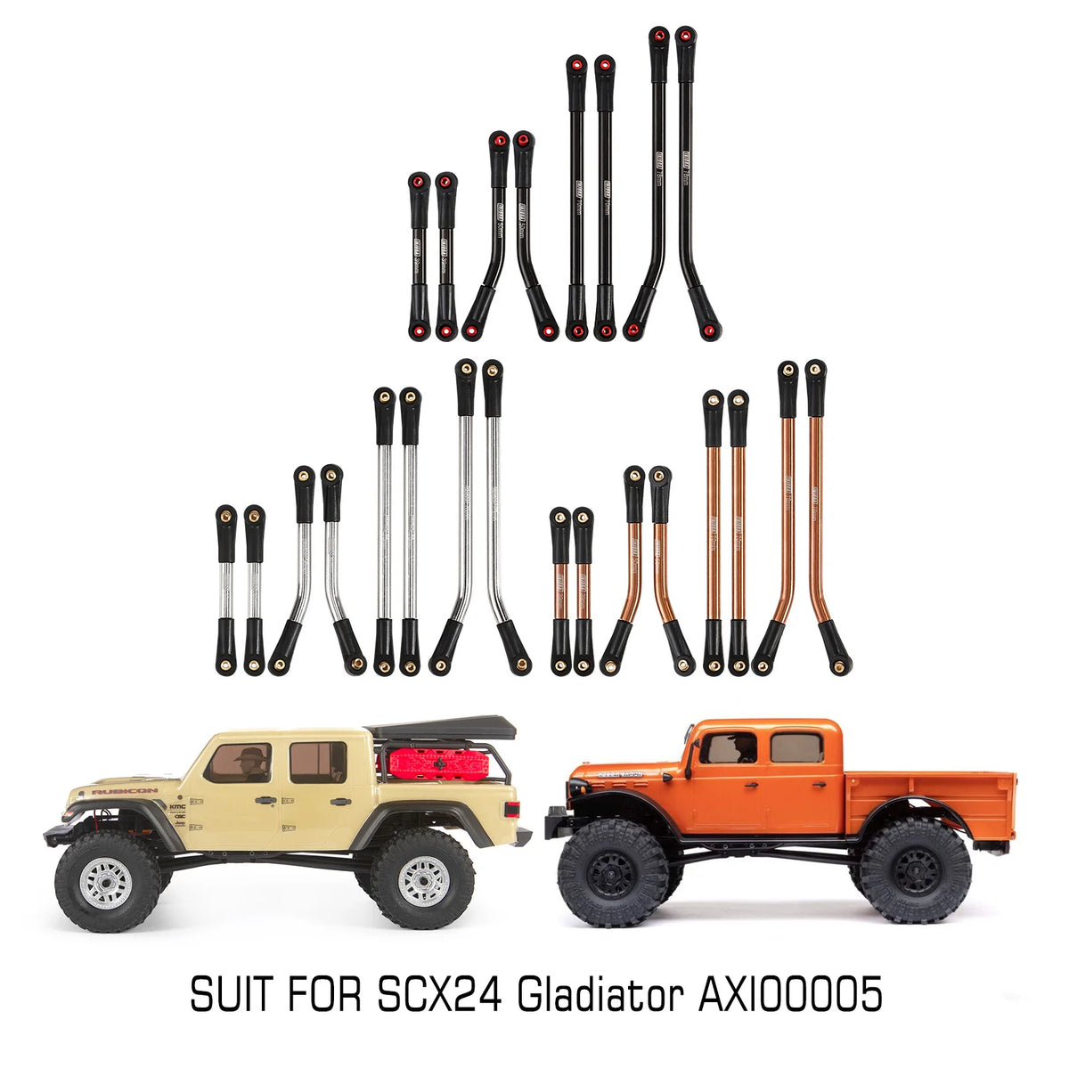 Biellettes INJORA inox haute garde au sol pour SCX24 Gladiator – vue complémentaire