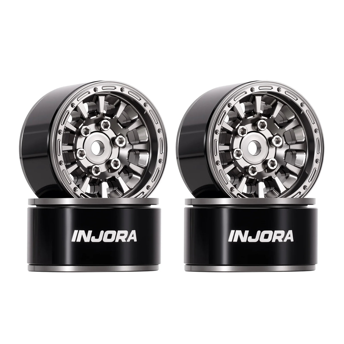 INJORA Jantes beadlock aluminium 1.0" déport 0 mm pour crawler RC 1/18–1/24 (W1056)