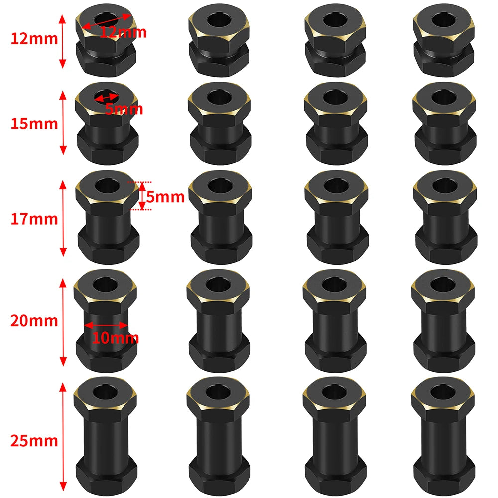 Élargisseurs laiton AXSPEED hexagone 12 mm pour SCX10 II / D90 – vue 6