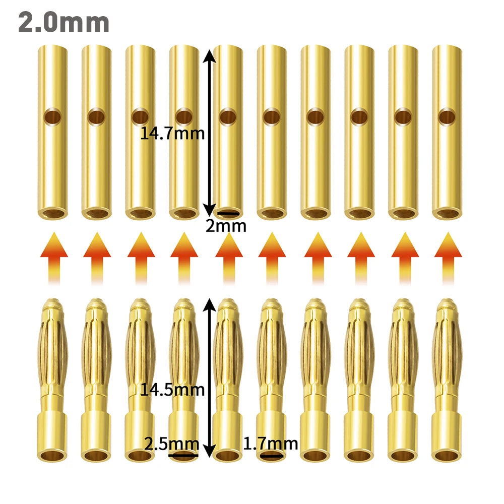 Connecteurs bullet dorés AXSPEED 2.0 3.5 4.0 mm – vue 2