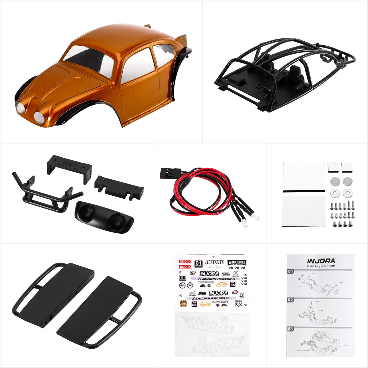 INJORA carrosserie BUG18 avec intérieur crawler 1/18 – présentation