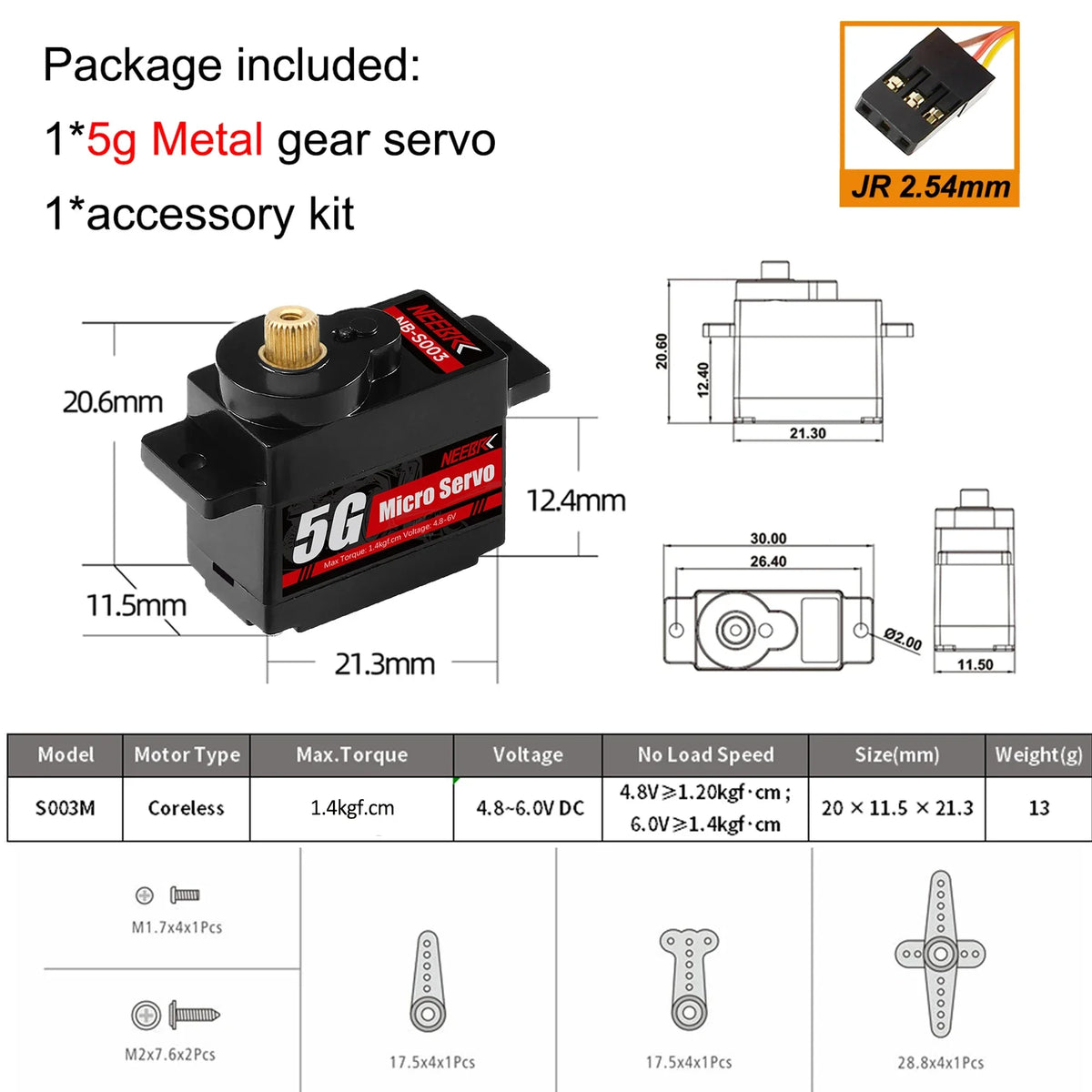 Micro-servo numérique NEEBRC – détail du produit