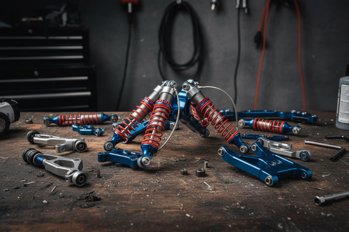 Amortisseurs aluminium et pièces de suspension pour crawler RC