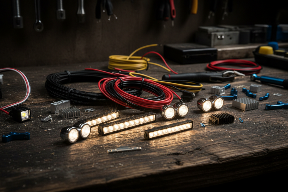 Éclairage LED et accessoires électroniques pour crawler RC