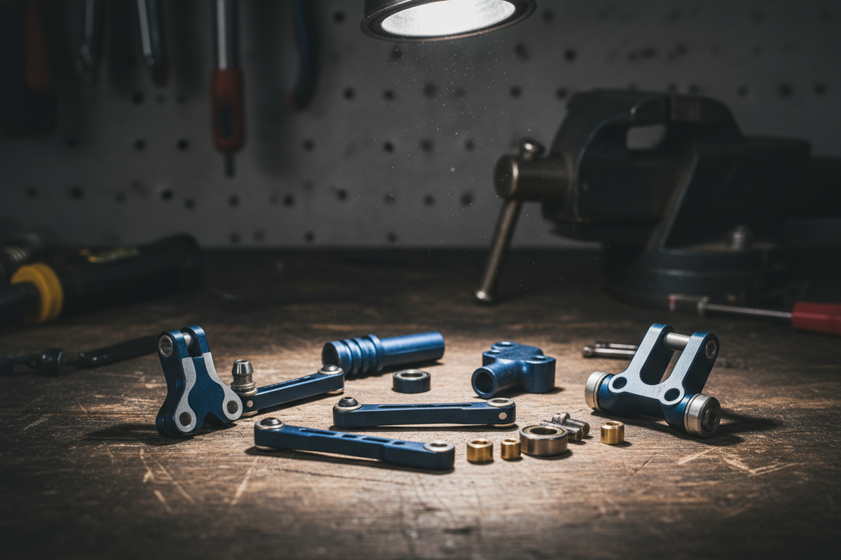 Pièces de direction aluminium et palonnier servo pour crawler RC