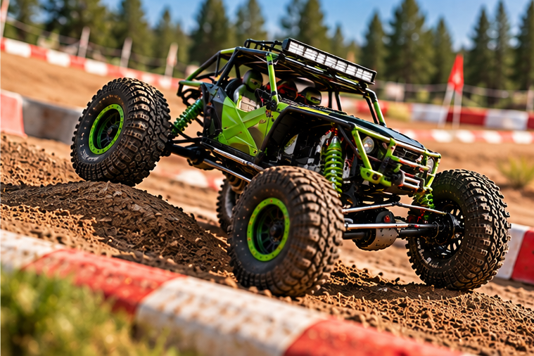 AX24 buggy on RC crawler course